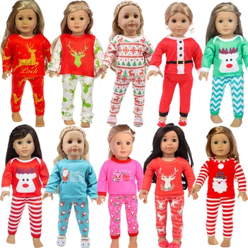 25 Stilių Pasirinkti Kalėdų Pižama Komplektas Tinka 18 colių Amerikos Mergina Lėlės ir Lėlės priedai Vaikai-geriausia Dovana